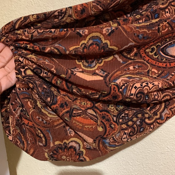 Willow Root Top Blouse S Stretchy Long Sleeve V-Neck Paisley Floral Polyester - Picture 6 of 16